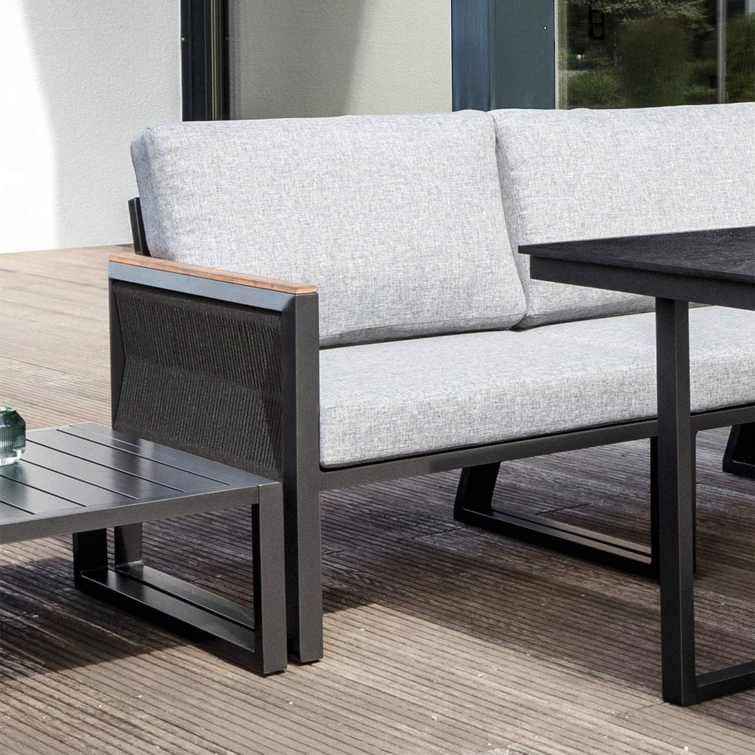 Endemodul lounge Ocean Skid venstre aluminium tau 73x73 cm forfra