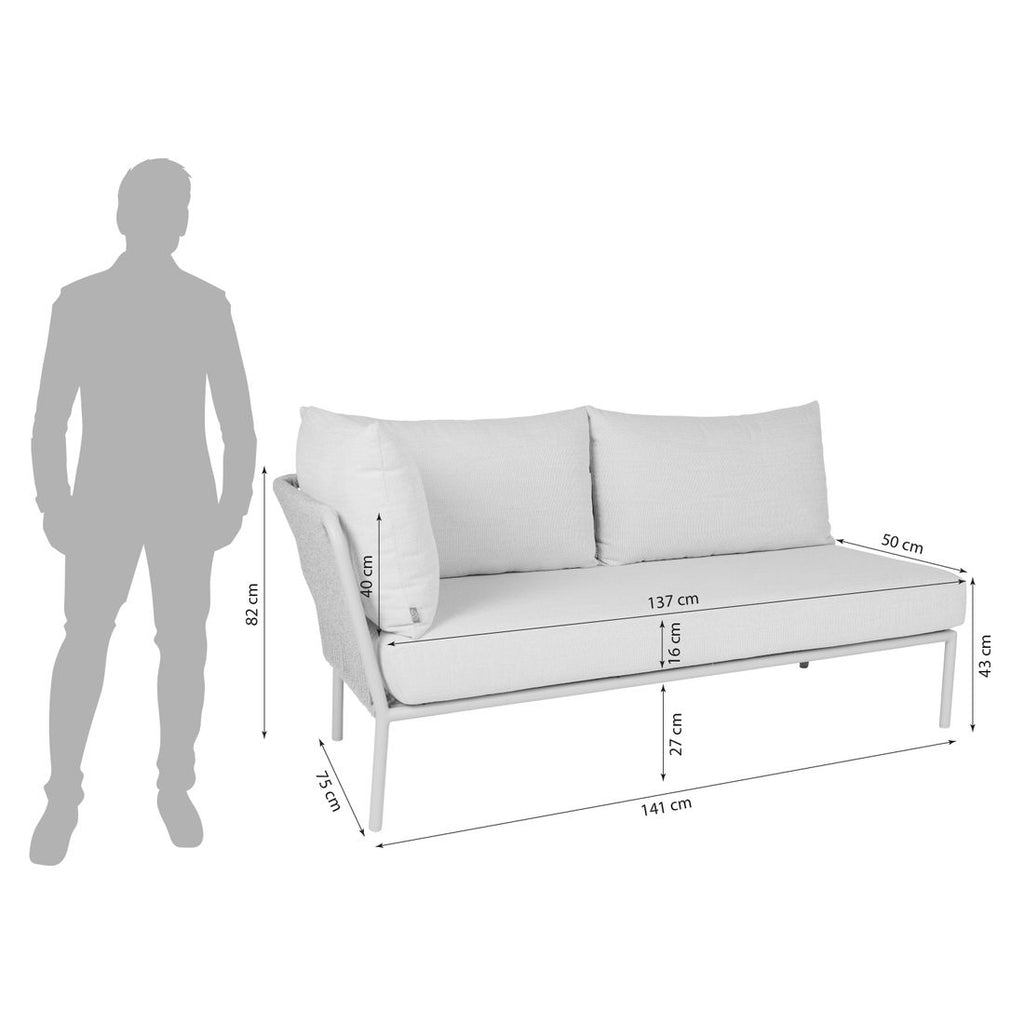Detalj av Rope-flettverk på Endemodul lounge Romy aluminium tau