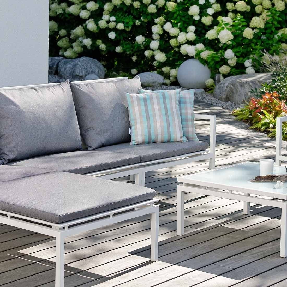 Endemodul lounge Skelby høyre aluminium/textilen detalj av stoff og ramme