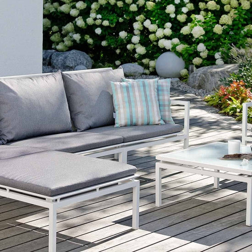 Endemodul lounge Skelby høyre aluminium/textilen detalj av stoff og ramme