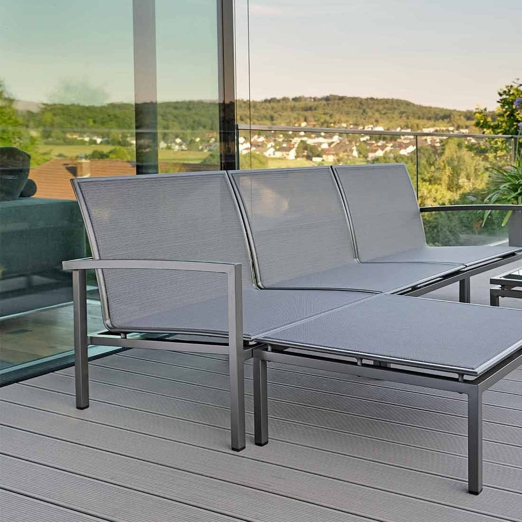 Endemodul lounge Skelby venstre aluminium/textilen 82x81 cm - Stern bakside