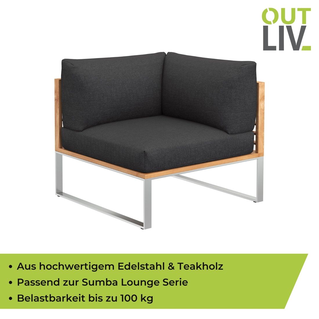 Oversikt av hele Endemodul lounge Sumba rustfritt stål/teak