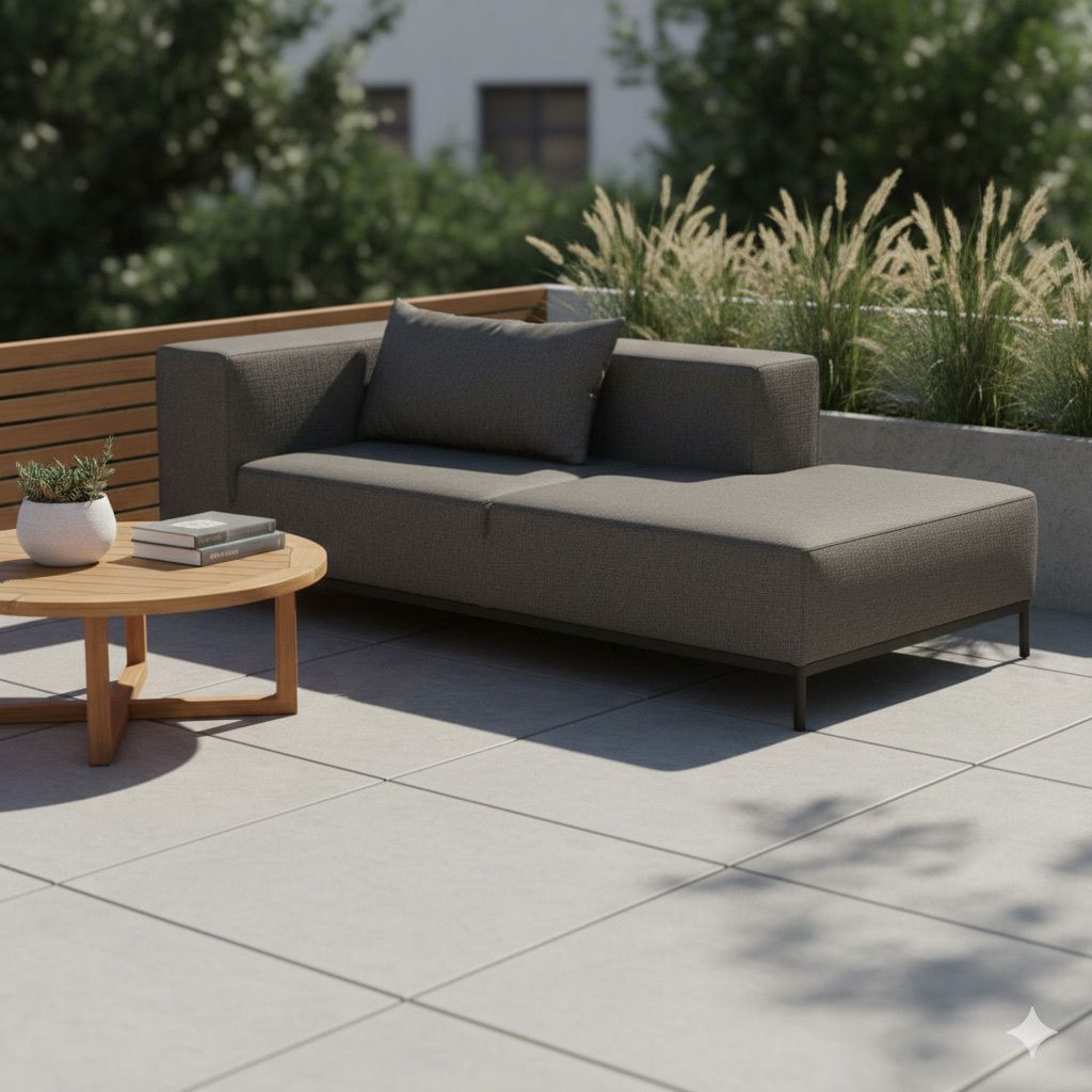 Endemodul lounge Taavi aluminium Sunbrella 203x99 cm forfra