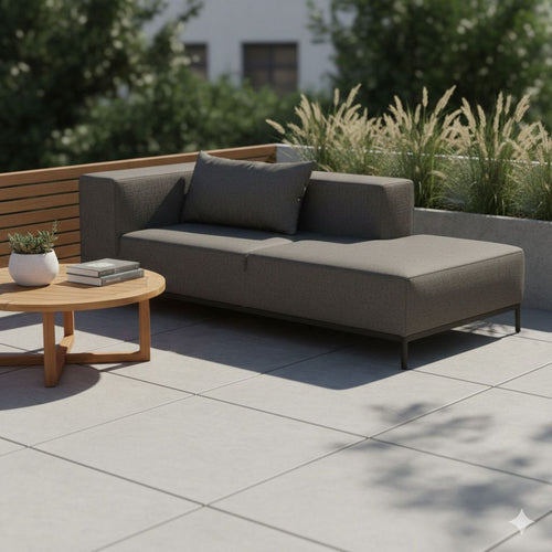 Endemodul lounge Taavi aluminium Sunbrella 203x99 cm forfra