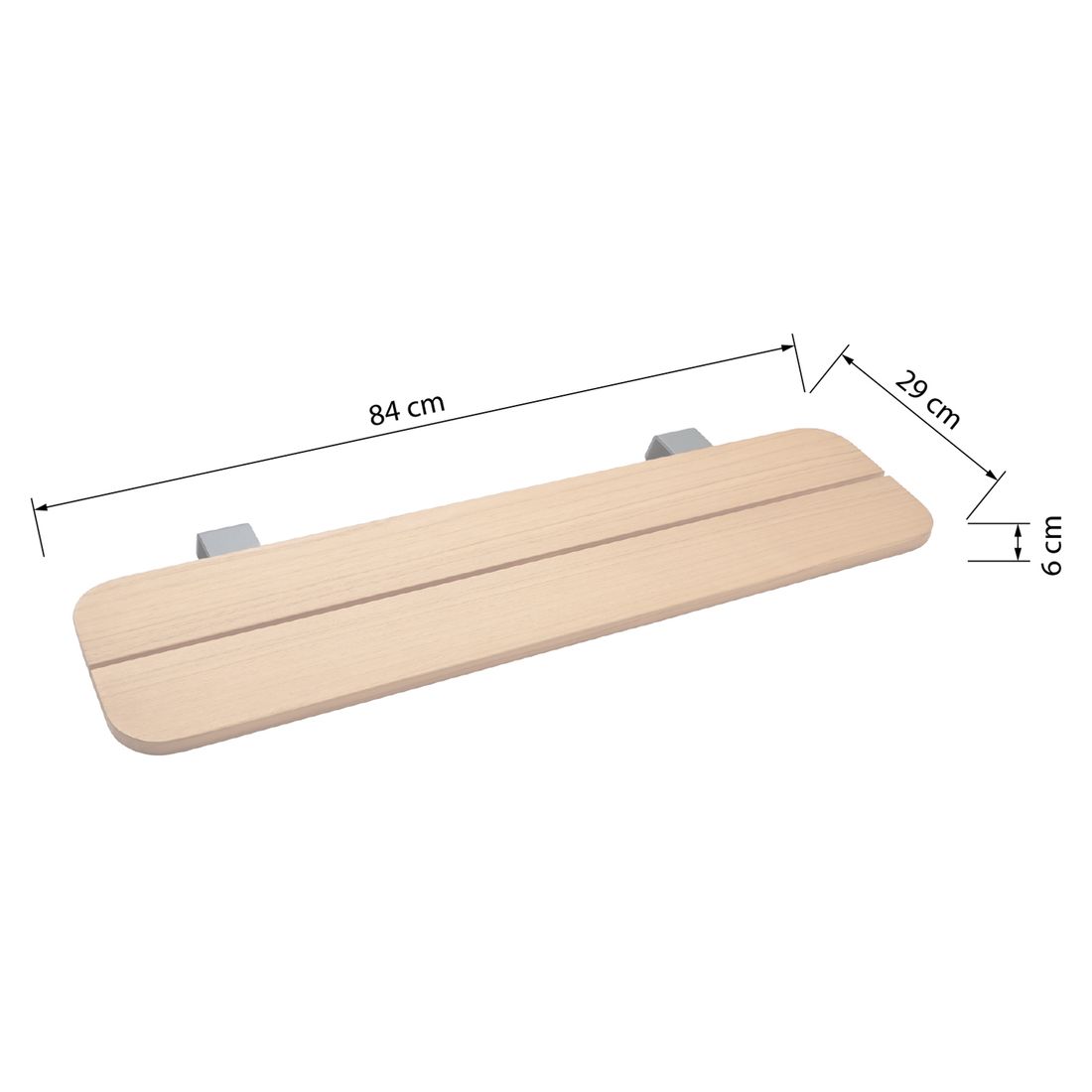 Enya påsettingsbord rustfritt stål teak 84x29 cm detaljer