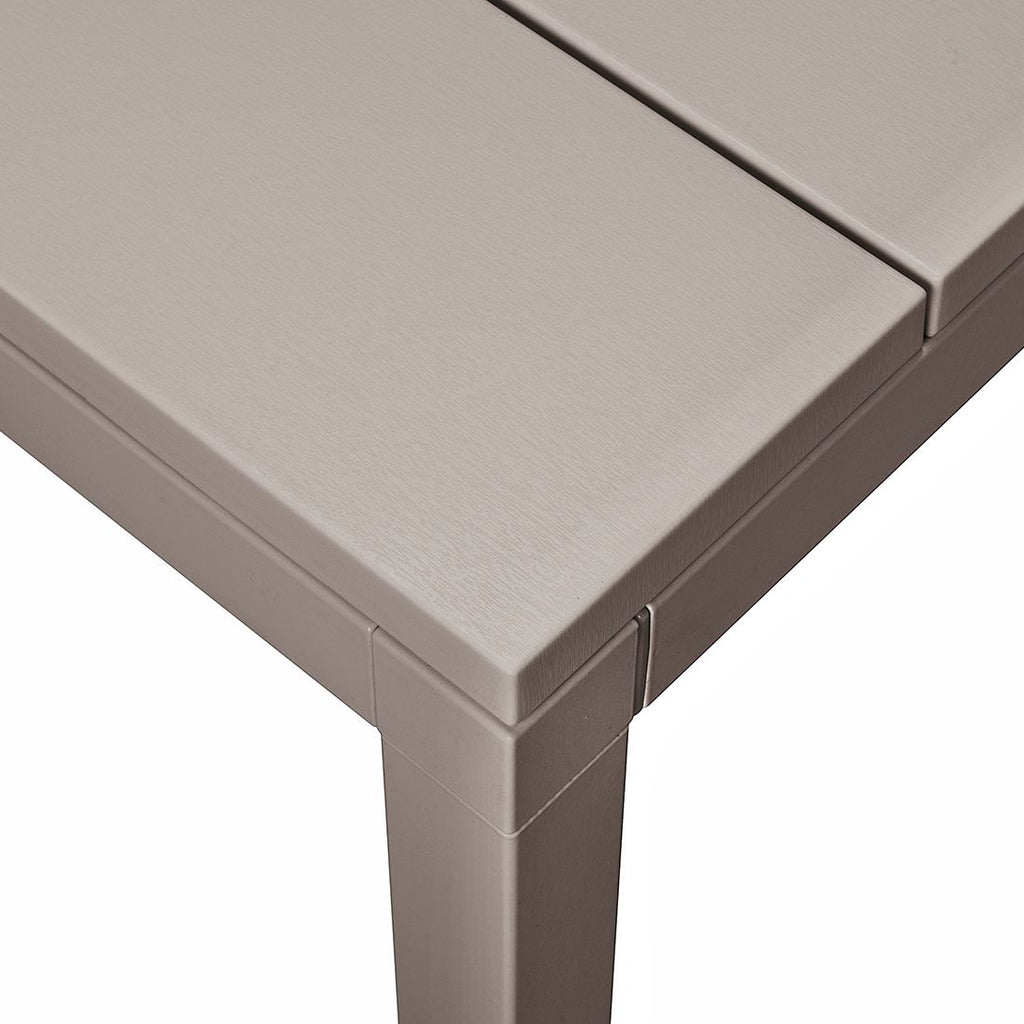 Farge og materiale detalj på spisesett ute Rio 6 plasser aluminium 210/280x100 cm
