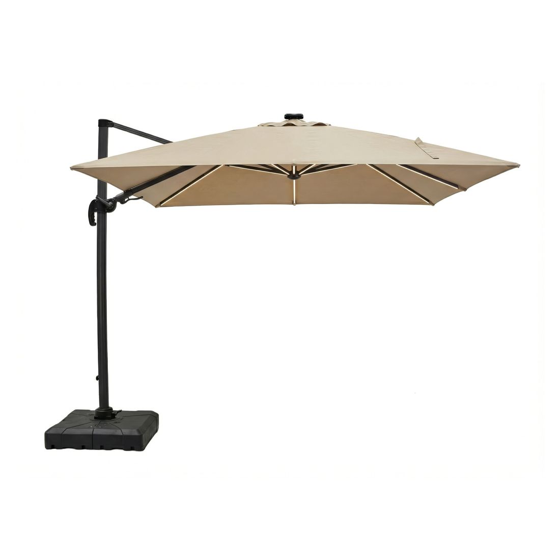 Fritthengende parasoll Cantilever 300x300cm med LED forfra