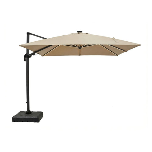 Fritthengende parasoll Cantilever 300x300cm med LED forfra