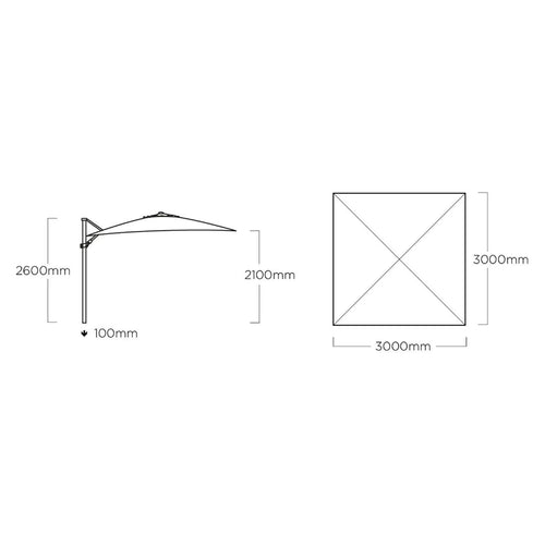 Fritthengende parasoll Easy Flex 300x300 cm - Kettler bakside