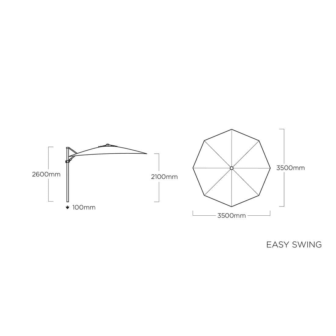 Fritthengende parasoll Easy Swing Ø350cm aluminium - Kettler detalj