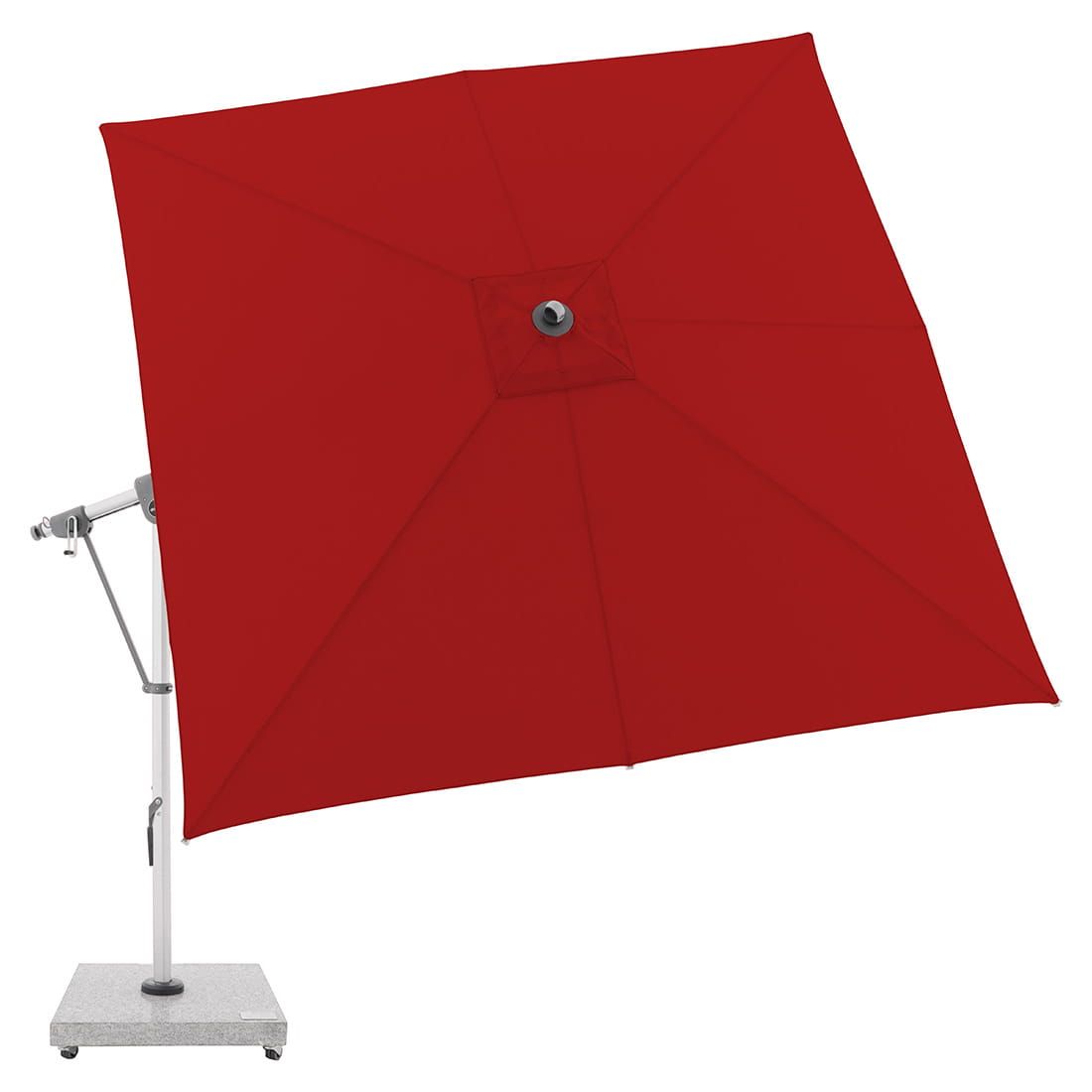 Montert Fritthengende parasoll Expert 300x300cm polyester rød på terrasse