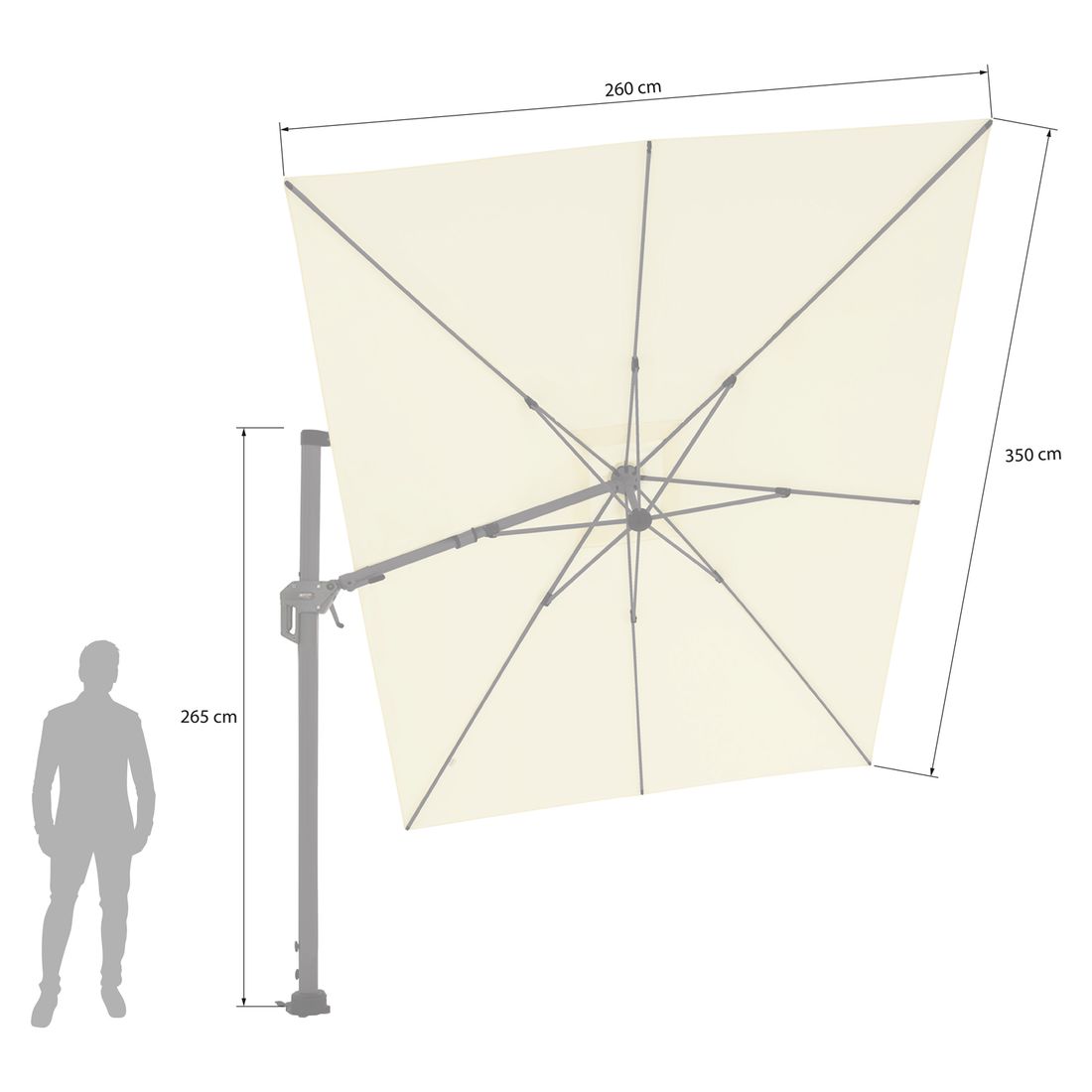Fritthengende parasoll Lia 350x260cm - OUTLIV bakside