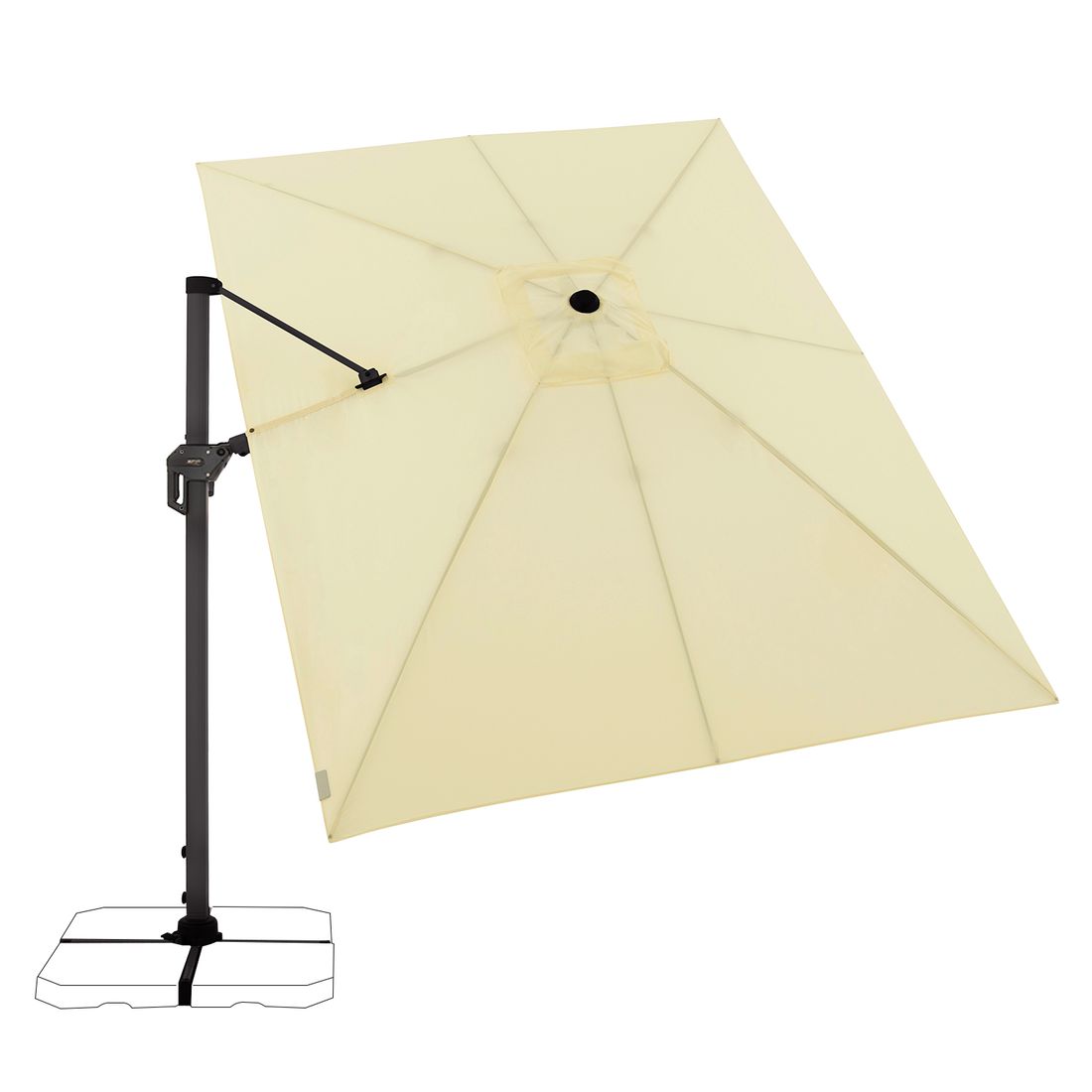 Montert Fritthengende parasoll Lia 350x260cm - OUTLIV på terrasse