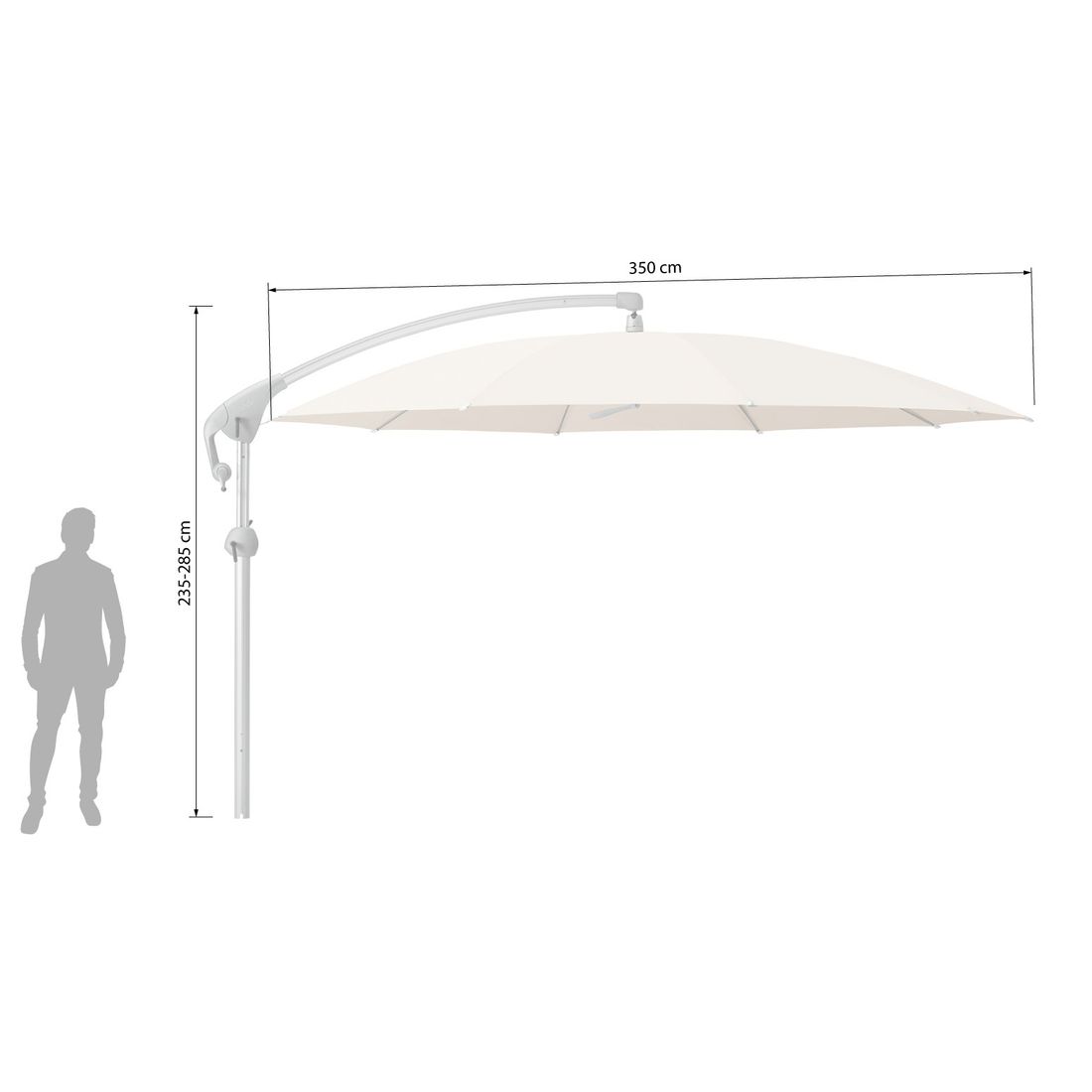 Detaljbilde av stoff på Fritthengende parasoll Pendalex P+ Ø350cm dreibar