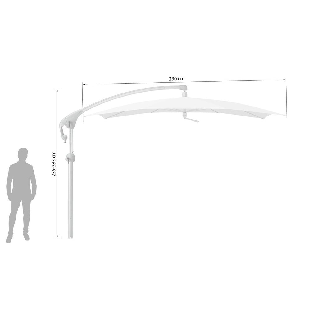 Detalj av stoff på Fritthengende parasoll Pendalex P+ 285x230cm