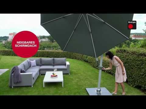 Fritthengende parasoll Premium Ø340cm natur - Knirps forfra