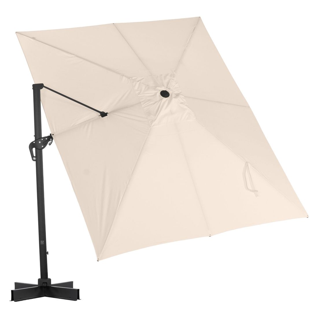 Fritthengende parasoll Ravenna 300x400cm antrasitt montert på terrasse