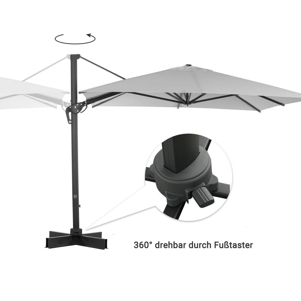 Fritthengende parasoll Ravenna 300x400cm antrasitt - OUTLIV.