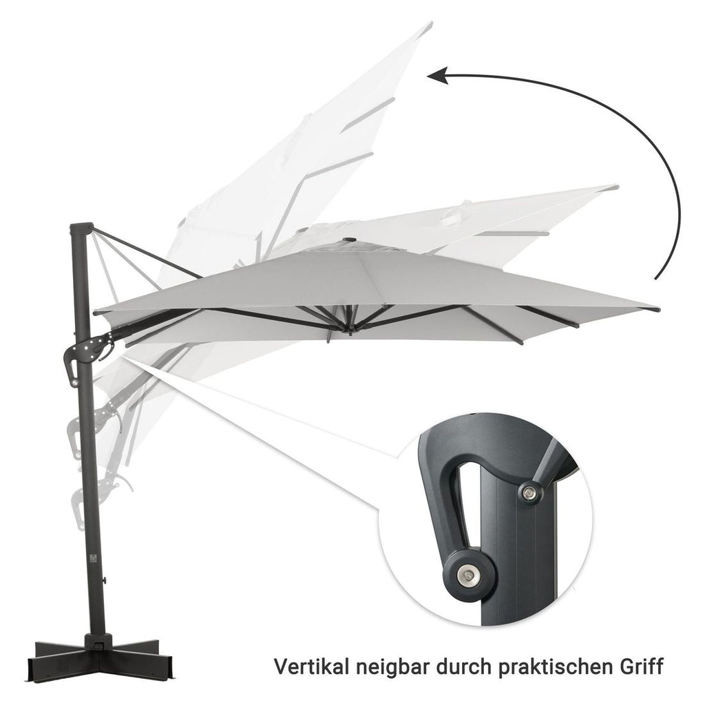 Fritthengende parasoll Ravenna 300x400cm antrasitt - OUTLIV.