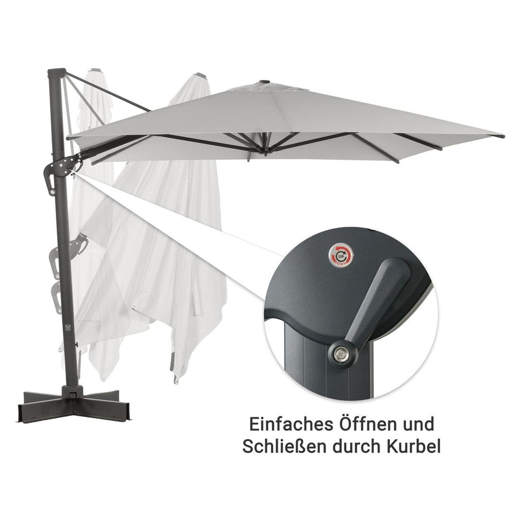 Fritthengende parasoll Ravenna 300x400cm antrasitt - OUTLIV.