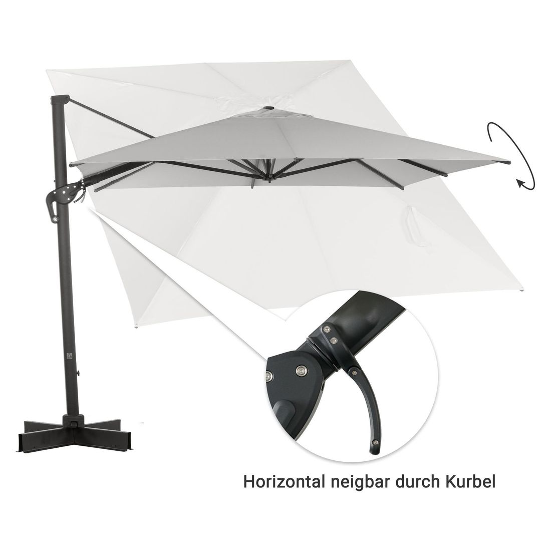 Fritthengende parasoll Ravenna 300x400cm antrasitt - OUTLIV.