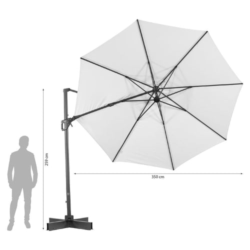 Fritthengende parasoll Ravenna Ø350cm antrasitt - OUTLIV bakside
