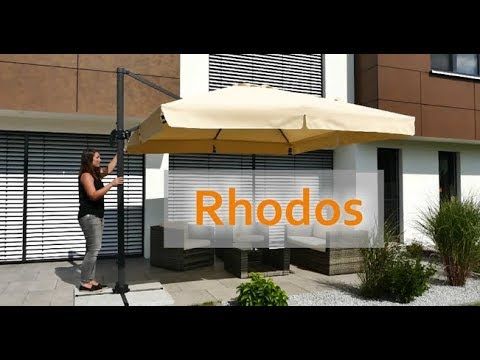 Fritthengende parasoll Rhodos 300x300 cm polyester bakside