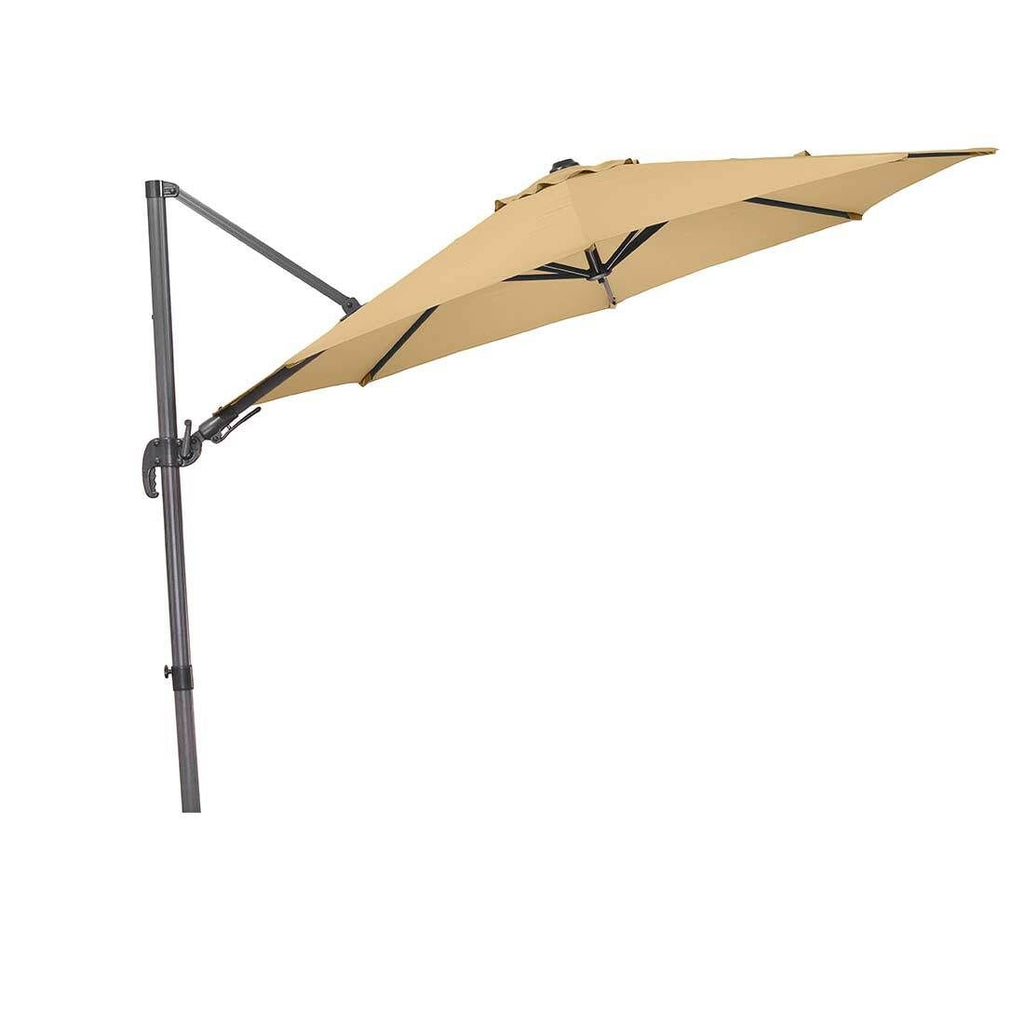 Montert Fritthengende parasoll Rhodos Eco Twist Ø300 cm på terrasse