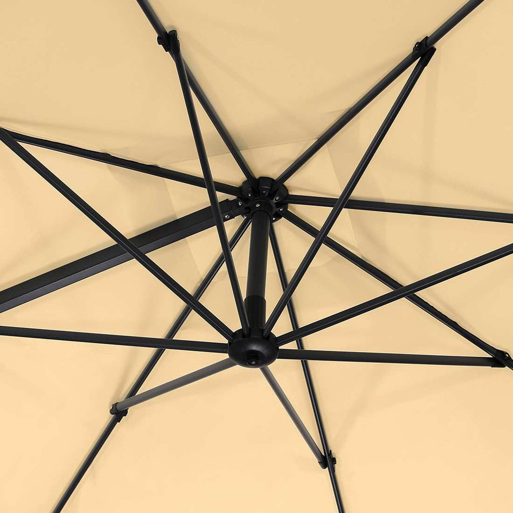 Fritthengende parasoll Rhodos Eco Twist 270x270 cm - Schneider montert på terrasse