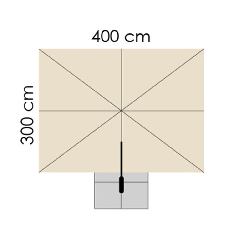 Fritthengende parasoll Rhodos Grande 400x300cm antrasitt - Schneider