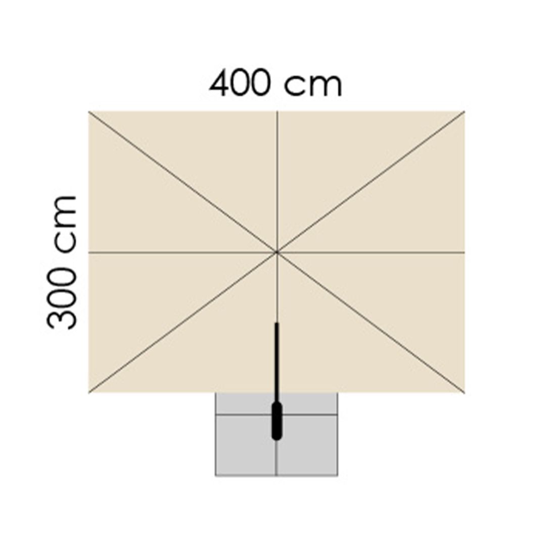 Fritthengende parasoll Rhodos Grande 400x300cm antrasitt - Schneider