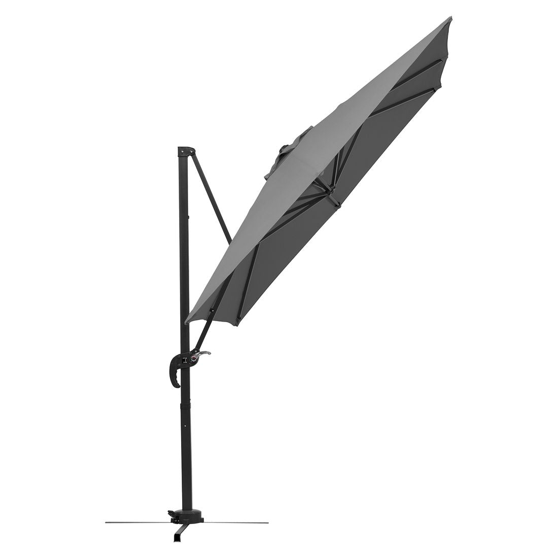 Sideprofil av Fritthengende parasoll Rhodos Junior 230x230cm antrasitt