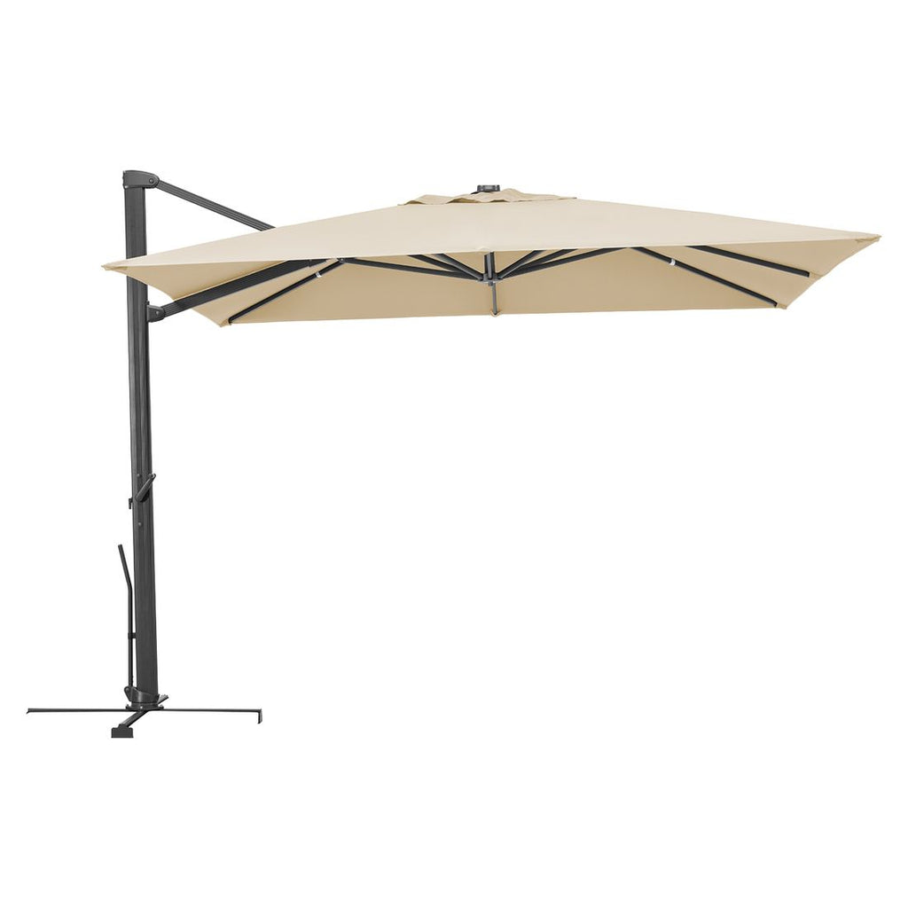 Fritthengende parasoll Rhodos Smart 300x300cm natur detalj av stoffet