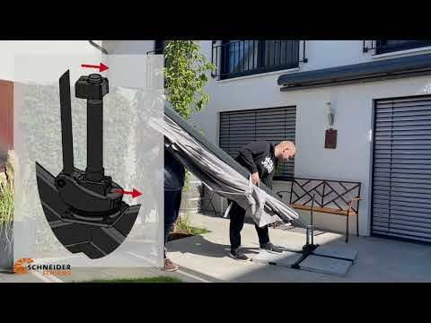 Fritthengende parasoll Rhodos Smart 300x300cm sølvgrå bakside