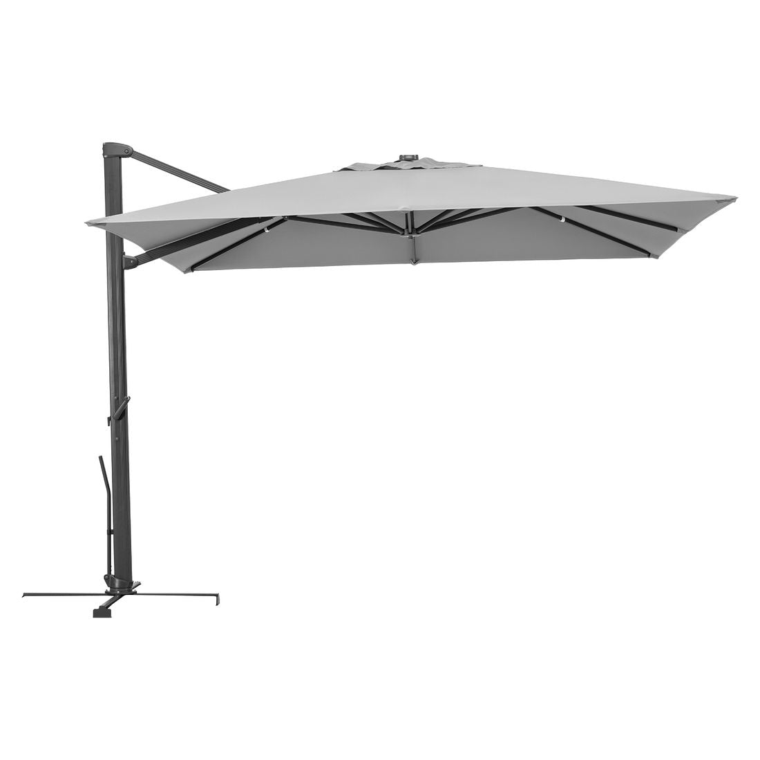 Detalj av stoff på Fritthengende parasoll Rhodos Smart 300x300cm sølvgrå