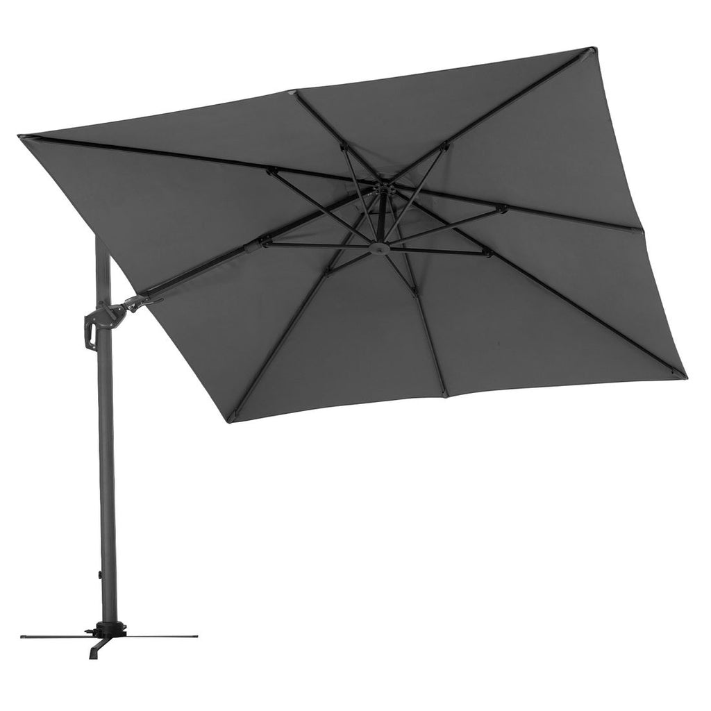 Fritthengende parasoll Rhodos Twist 300x300cm antrasitt med vannavvisende stoff