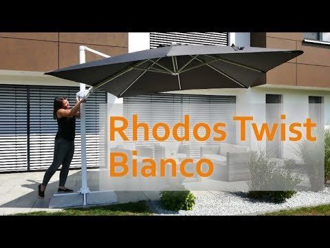 Fritthengende parasoll Rhodos Twist-Bianco 300x300cm bakside