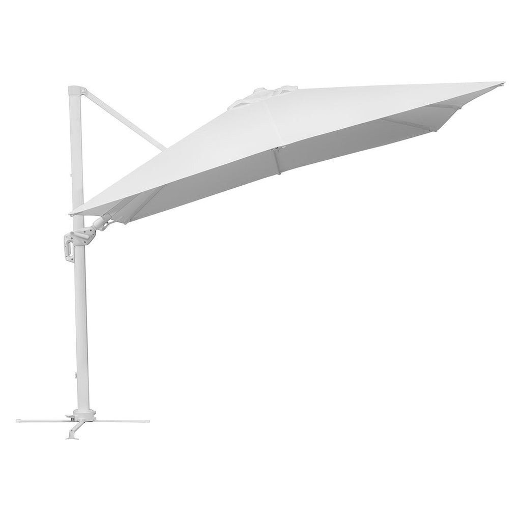 Parasoll Rhodos Twist-Bianco 300x300cm hvit vinklet