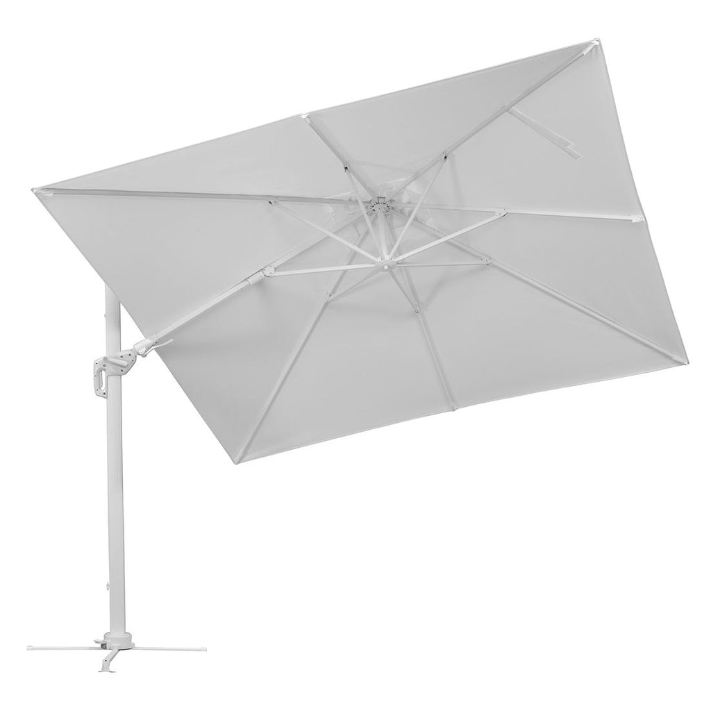 Parasoll Rhodos Twist-Bianco 300x300cm hvit detalj på ramme