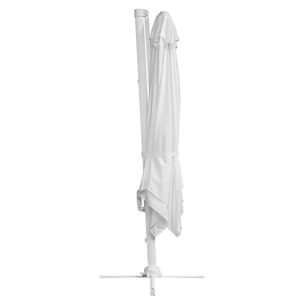 Parasoll Rhodos Twist-Bianco 300x300cm hvit ved basseng