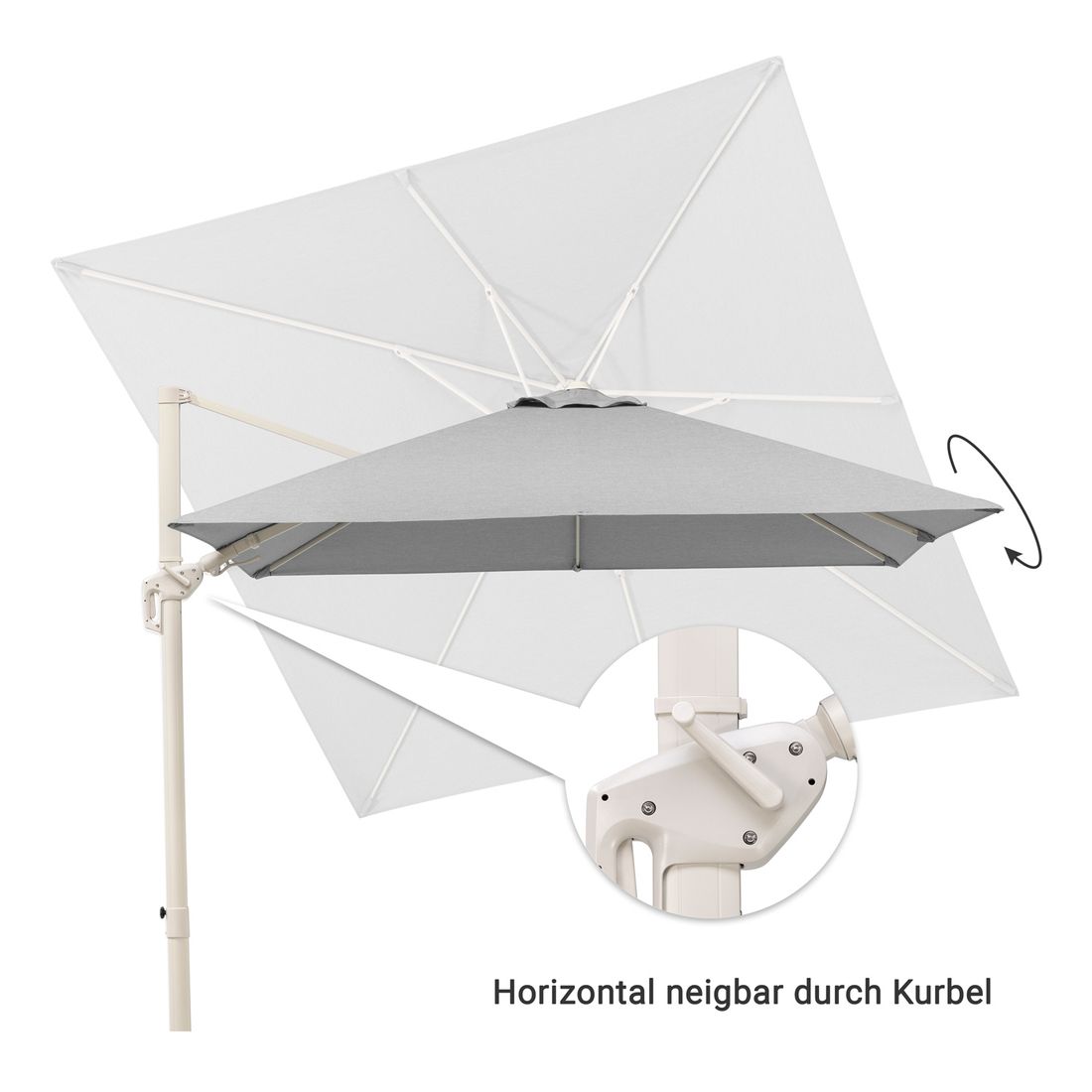 Fritthengende parasoll Rhodos Twist Comfy 300x300cm - Schneider