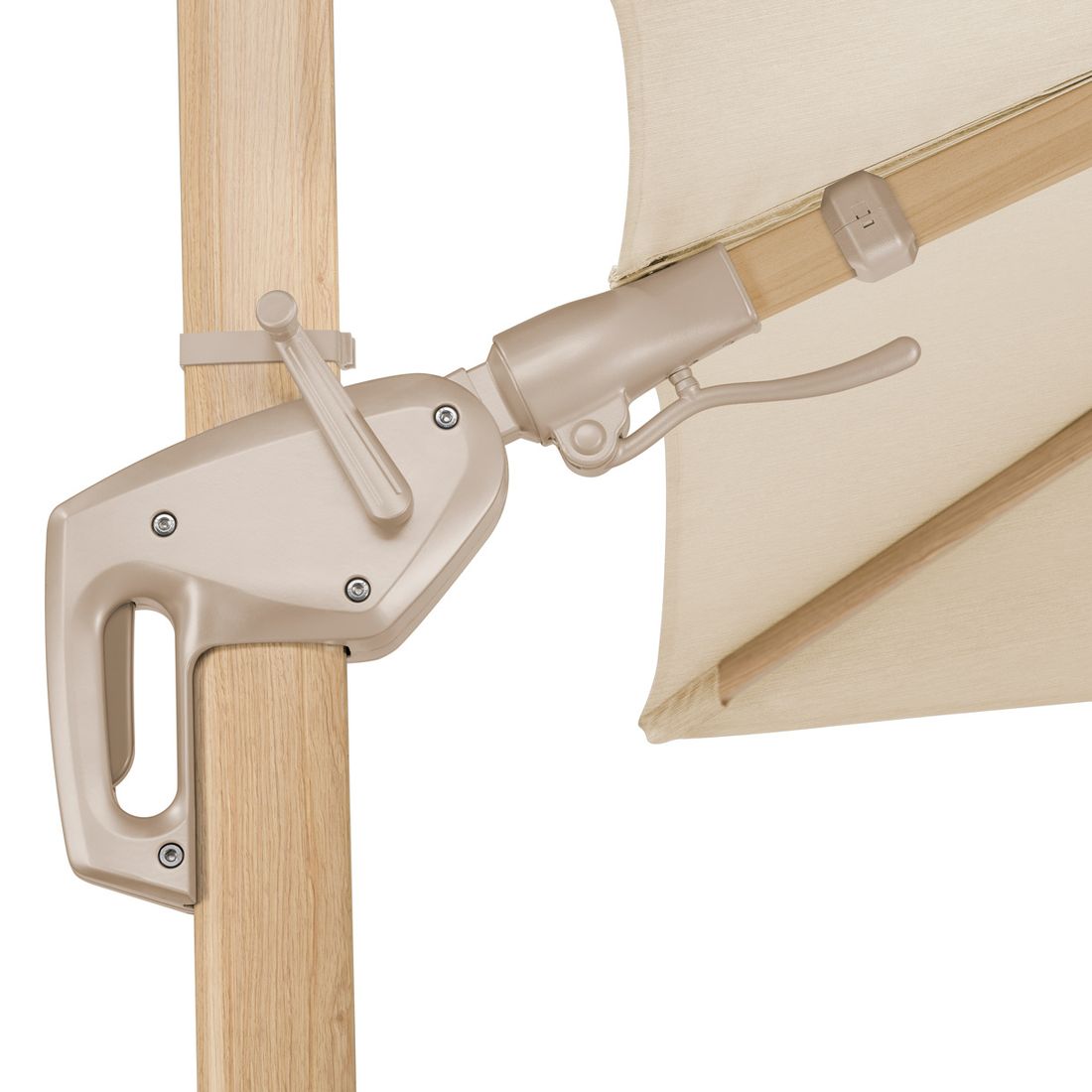 Fritthengende parasoll Rhodos Twist Loft 300x300cm natur - Schneider