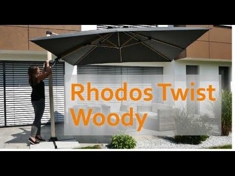Fritthengende parasoll Rhodos Twist-Woody 300x300cm bakside