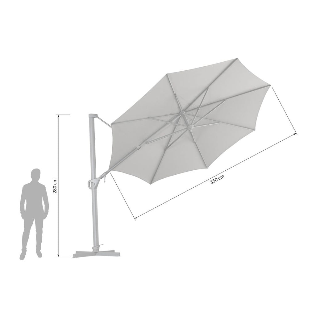 Detalj av stoff på Fritthengende parasoll Saint Tropez Ø350cm antrasitt