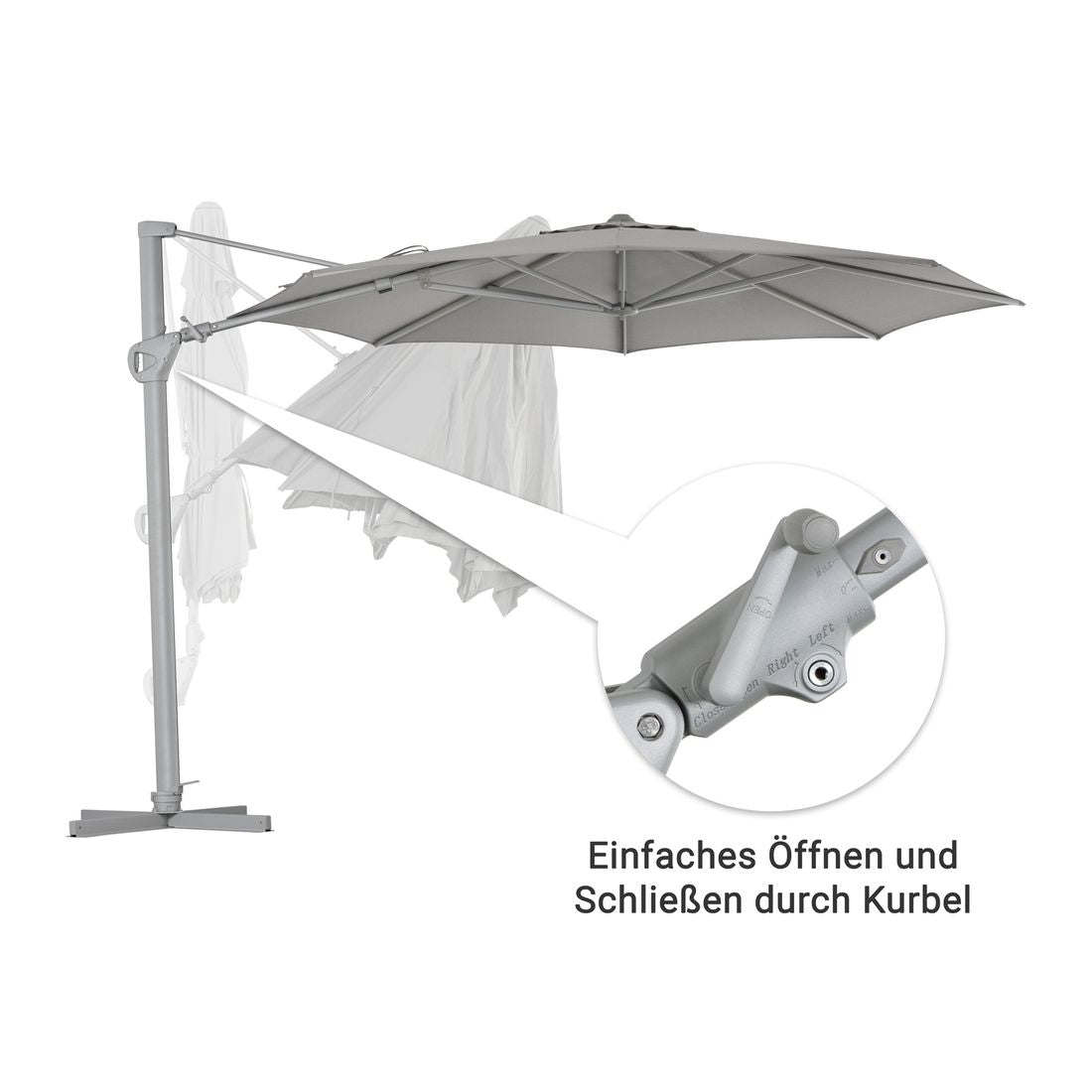 Fritthengende parasoll Saint Tropez Ø350cm antrasitt - OUTLIV.