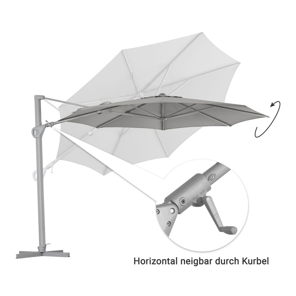Fritthengende parasoll Saint Tropez Ø350cm antrasitt - OUTLIV.