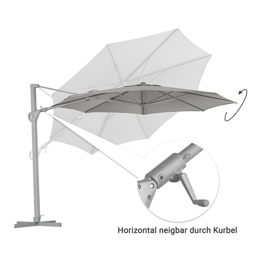 Fritthengende parasoll Saint Tropez Ø350cm antrasitt - OUTLIV.
