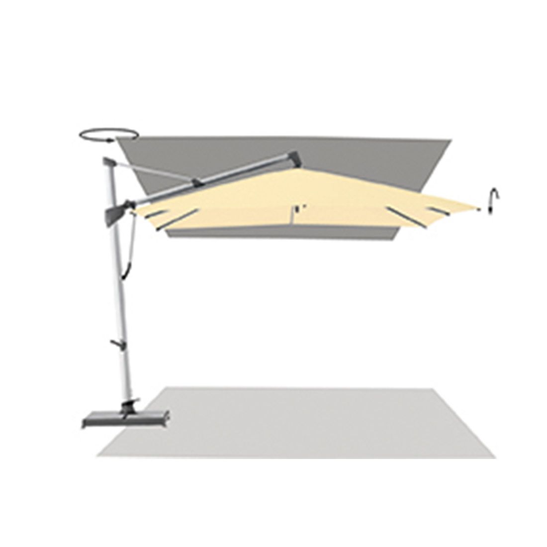 Nærbilde av mekanisme på Fritthengende parasoll Sombrano S+ 350x350cm cream
