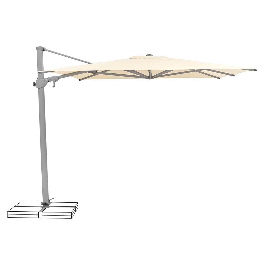 Fritthengende parasoll Varioflex 300x300cm - Suncomfort bakside
