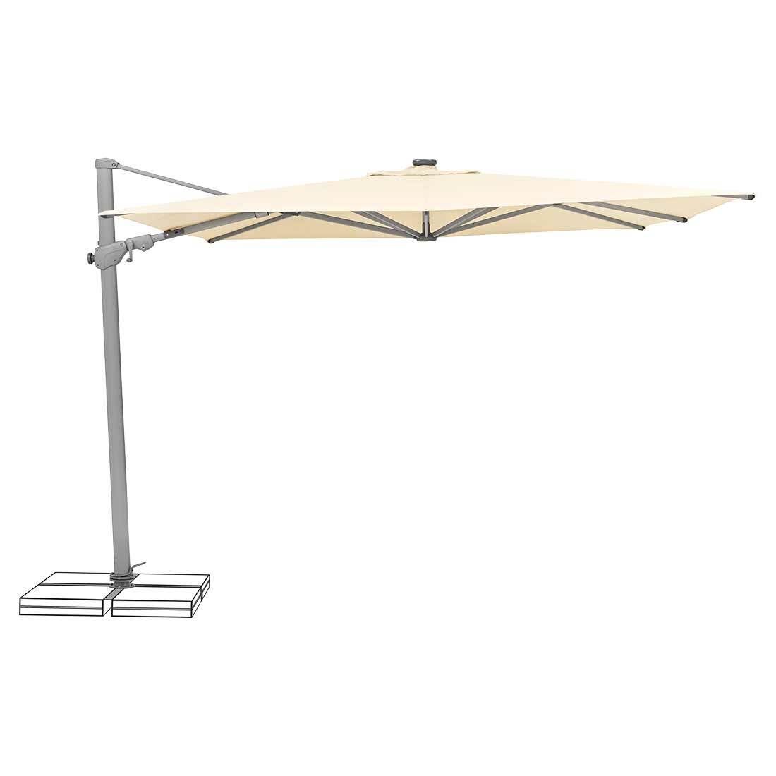 Fritthengende parasoll Varioflex Solar LED 300x300cm bakside